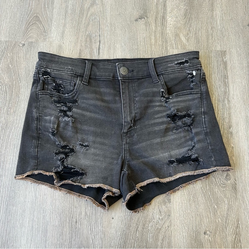 American eagle Next Level Stretch Black Jean Shorts high rise size 8